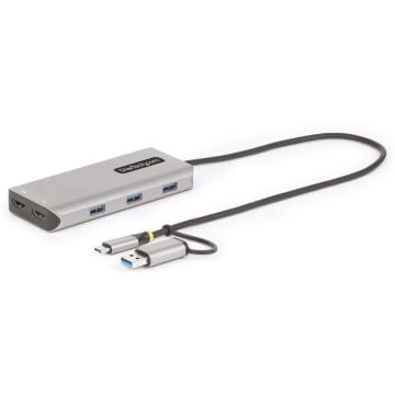 StarTech.com USB-C Multiport Adapter wAttached USB-C to USB-A Dongle, Dual HDMI (4K30Hz1080p60Hz), 3x USB-A, Mini Laptop Docking Station, Travel Dock, 1.3ft40cm Cable - Dual Display M1M2 MacBookWindowsChrome (167B-USBC-MULTIPORT)