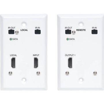 Eaton Tripp Lite Series HDMI over Cat6 Extender Kit, Wallplate Transmitter and Receiver, 4K 60Hz, 4:4:4, IR, PoC, HDR, HDCP 2.2, 230 ft., TAA - Video-audio-infrarooduitbreider