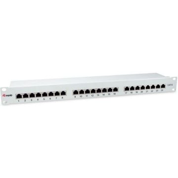 Equip Patchpanel 24x RJ45 Cat6 19"" 1HE grijs