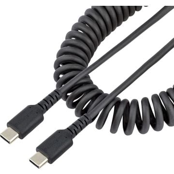 StarTech.com 50cm USB C Laadkabel, Zwart, Robuuste Fast Charge & Sync USB-C Spiraalkabel, USB 2.0 Type-C Snellaadkabel, Duurzame Aramidevezels, USB-C Kabel MM (R2CCC-50C-USB-CABLE) - USB-kabel