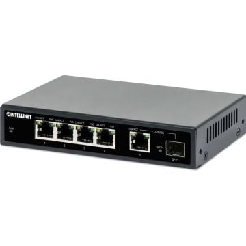 Intellinet 5-Port Gigabit PoE+ Switch 1SFP91W
