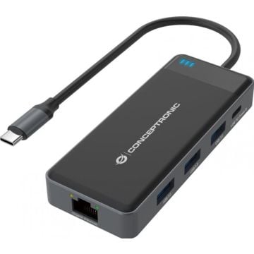 CONCEPTRONIC Adapter USB-C->2xHDMI,GbE,PD,3xUSB3.0 0.25 gr