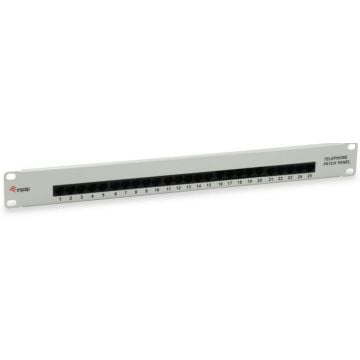 Equip Patchpanel 25x Cat3 19"" 1HE ISDN hellgrijs
