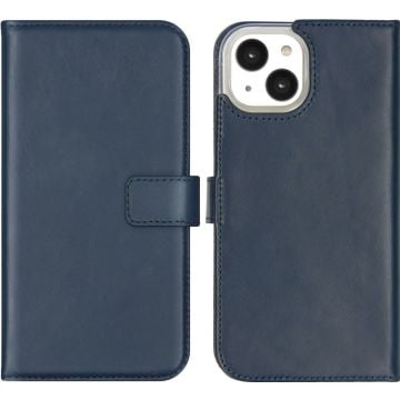 Selencia Echt Lederen Bookcase iPhone 14 - Blauw