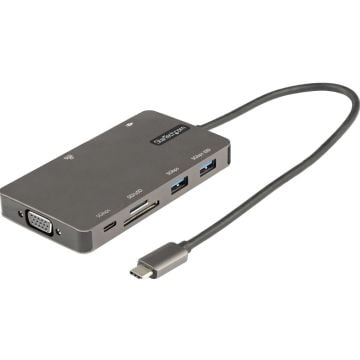 StarTech.com USB C Multiport Adapter, HDMI 4K 30Hz of VGA Travel Dock, 5Gbps USB 3.0 Hub (USB AC Ports), 100W Power Delivery, SDMicro SD Card Reader, GbE, 30cm Kabel, USB C Mini Dock (DKT30CHVSDPD) - Dockingstation