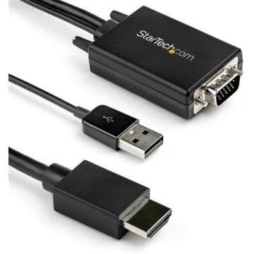 StarTech.com 2m VGA to HDMI Converter Cable with USB Audio Support & Power, Analog to Digital Video Adapter Cable to connect a VGA PC to HDMI Display, 1080p Male to Male Monitor Cable - Supports Wide Displays (VGA2HDMM2M)