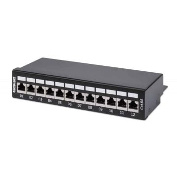INTELLINET 12-Port Cat6a Patchpanel FTP Desktop schwarz