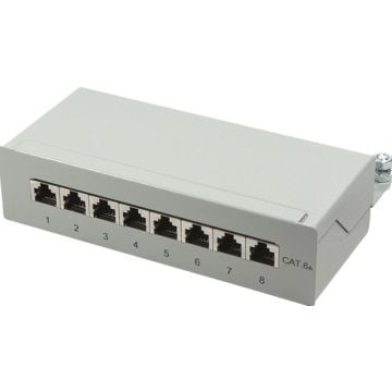 LogiLink Patchpanel Cat.6A Tisch/Wand 8-port, grijs