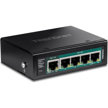 TRENDnet Switch 5-p. Industr. Gbit PoE Pass-Through Din-Rail