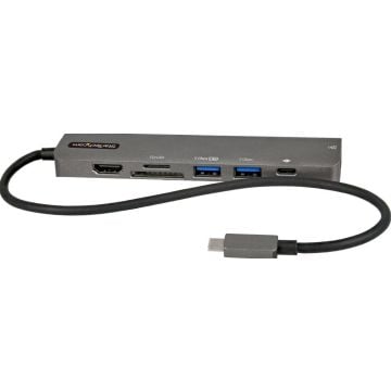 StarTech.com USB C Multiport Adapter - USB-C naar 4K 60Hz HDMI 2.0, 100W Power Delivery Pass-through, SDMicroSD, 2-Port USB 3.0 Hub, GbE