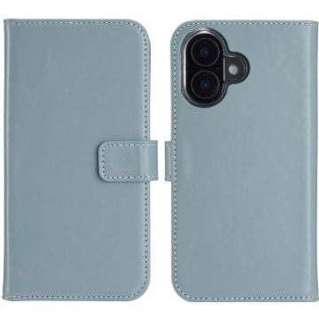 Selencia Echt Lederen Bookcase iPhone 16 Plus - Air Blue