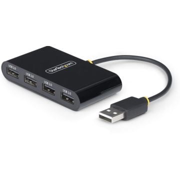 StarTech.com 4-Port USB 2.0 Hub, USB Bus Powered, Small Travel Mini USB Hub, USB 2.0 Splitter, Multi-Port Portable USB Hub, 480Mbps, Overcurrent Protection (OCP) - Hub