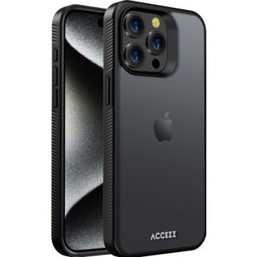 Accezz Rugged Frosted Backcover iPhone 15 Pro Max - Zwart