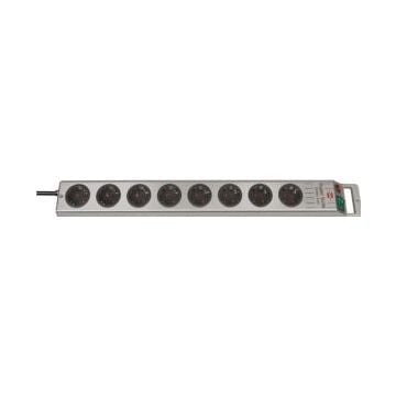 Brennenstuhl, Super-Solid-Line, Stekkerdoos, 8v, Schakelaar, Grijs/Zwart, 2.5m