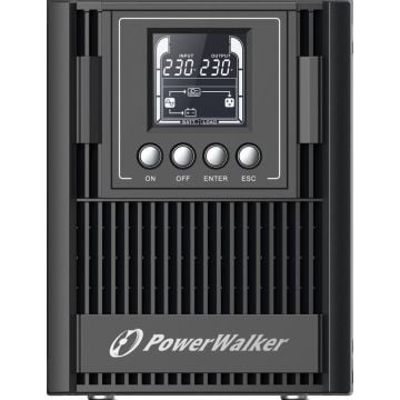 PowerWalker VFI 1000 AT FR - Online UPS - 1000 VA / 900 W - 3 × Type E/F AC‑Stopcontacten - LCD‑Display - USB & RS‑232 - Zwart