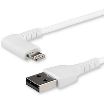 StarTech.com Premium USB-A naar Lightning Kabel 1m Wit -  Robuuste 90° haakse USB Type A naar Lightning Charge & Sync Oplaadkabel met Aramide Vezels