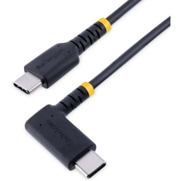 StarTech.com 3ft (1m) USB C Charging Cable Right Angle, 60W PD 3A, Heavy Duty Fast Charge USB-C Cable, USB 2.0 Type-C, Durable and Rugged Aramid Fiber, S20iPadPixel - High Quality USB Charging Cord (R2CCR-1M-USB-CABLE)