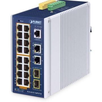 Planet Industrial 16-Port PoE+ Managed Switch IGS-4215-16P2T