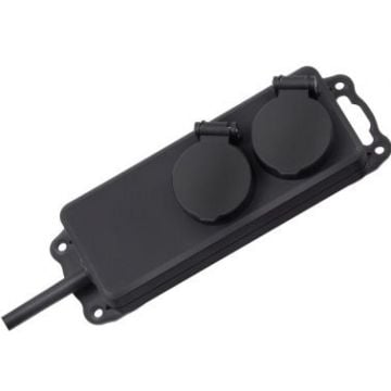 Extension Socket 2-Way 2.00 m Black - Protective Contact