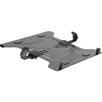 StarTech.com VESA Laptop Tray, Adjustable Monitor Arm Laptop Tray Secures Notebooks up to 4.5kg (9.9lb), 75x75 & 100x100 VESA Holes, Ventilated, Compatible w Monitor Desk Mounts & Stands - Vertical Laptop Holder (LAPTOP-ARM-TRAY)