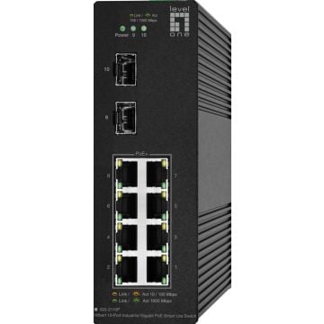LevelOne Switch 10x GE IGS-2110P 2xSFP, 8x PoE Outputs