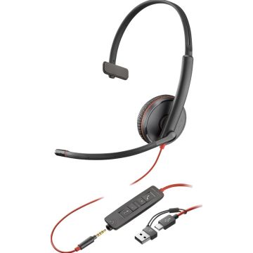 Poly Blackwire 3215 - USB-A, USB-C, 3,5mm Jackplug