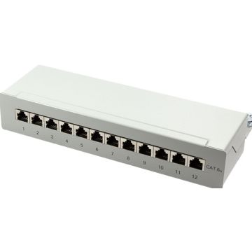 Patchpanel Logilink Tisch/Wand Cat.6A STP 12 Ports, grijs