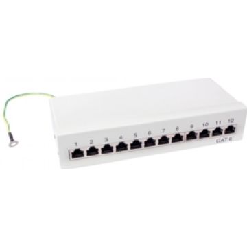 Patchpanel LogiLink Tisch/Wand Cat.6 STP 12 Ports,lichtgrijs