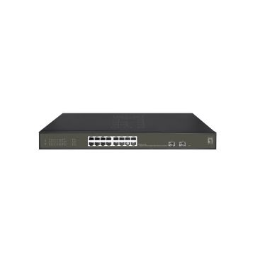 LevelOne Switch 16x GE GES-2118P 2xGSFP 19"" 230W 16xPoE+