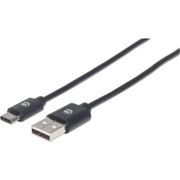 Manhattan USB 2.0 Type C-Kabel C-stekker/A-stekker 2m zwart