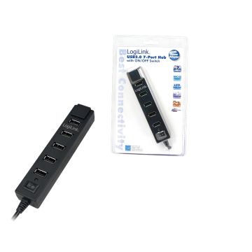 Logilink USB 2.0 Hub 7-Port m. voeding zwart
