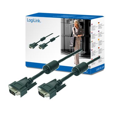 Logilink VGA Cable 2xST black 2x Ferrit Core 15M