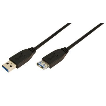 Logilink USB Kabel A -> A St/Bu 3.00m Verl. zwart