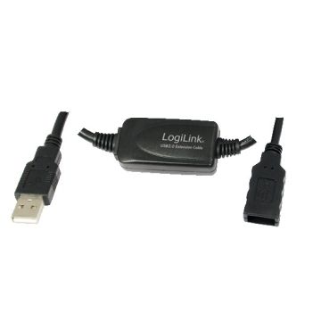 Logilink USB Kabel A -> A St/Bu 20.00m Verl. zwart