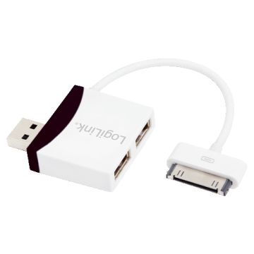 Logilink USB 2.0 HUB 2-Port met Dock Connector, 0,1m