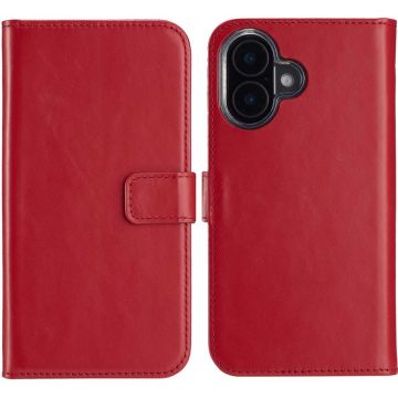 Selencia Echt Lederen Bookcase iPhone 16 - Rood