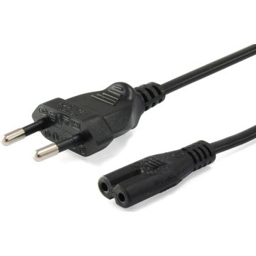 Equip IEC-Stroomkabel 2pin -> C7 3m St/Bu zwart