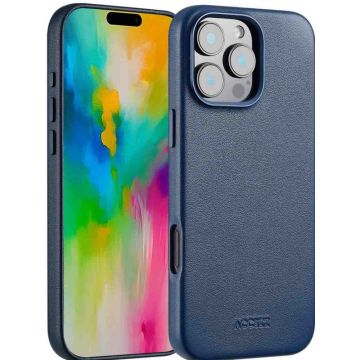 Accezz MagSafe Leather Backcover iPhone 16 Pro Max - Nightfall Blue