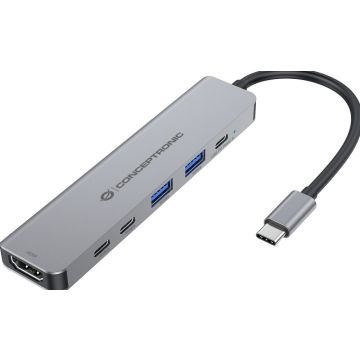 CONCEPTRONIC Dock 6-in-1 USB-C->HDMI,2xUSB-A,3xUSB-C,100W PD