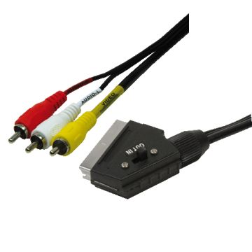 Logilink Scart RCA Kabel 1x Scart ST 3x RCA ST 2,0m