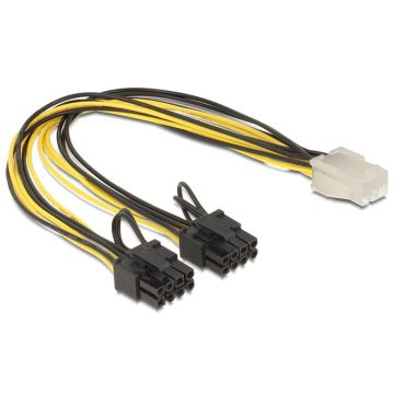 DELOCK Stroomkabel 6Pin PCIe -> 8Pin PCIe Bu/St 0.30m