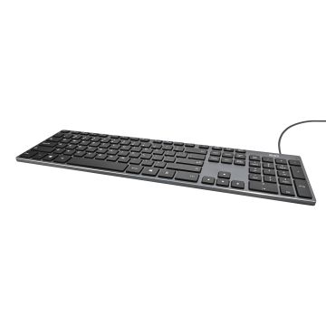 Deltaco TB‑801‑US – Slim Wired Office Keyboard – Aluminium – Low‑Profile – Full‑Size – USB – Zwart