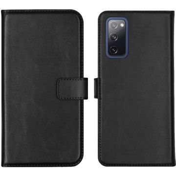 Selencia Echt Lederen Bookcase Samsung Galaxy S20 FE - Zwart