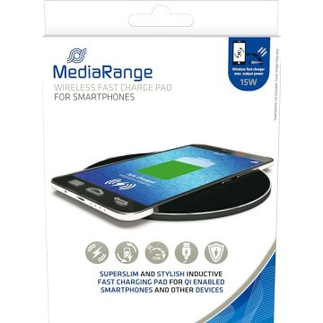MediaRange induktive Schnellladest. f. Smartphones 15W schw