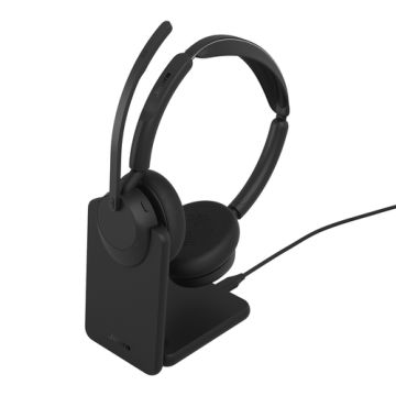 Jabra Evolve3 45 UC Stereo Black (USB-C) + Oplaadstandaard - Headset