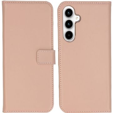 Selencia Echt Lederen Bookcase Samsung Galaxy A55 - Dusty Pink