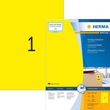 Herma 4401 Etiketten geel 210x297 A4 100 st.