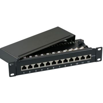 EFB Mini Patchpanel 12xRJ45 Cat.6A,1HE 10"",Wandbef.,grijs