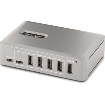 StarTech.com 10-Port USB-C Hub, 8x USB-A + 2x USB-C, Self-Powered w 65W Power Supply, USB 3.1 10Gbps Hub w BC1.2 Charging, DesktopLaptop USB Hub with 3ft Locking USB-IF Certified Cable - USB Expansion Hub (10G8A2CS-USB-C-HUB)