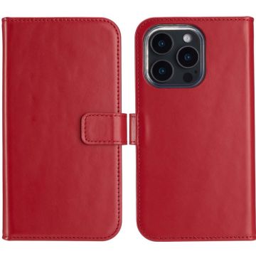 Selencia Echt Lederen Bookcase iPhone 16 Pro Max - Rood
